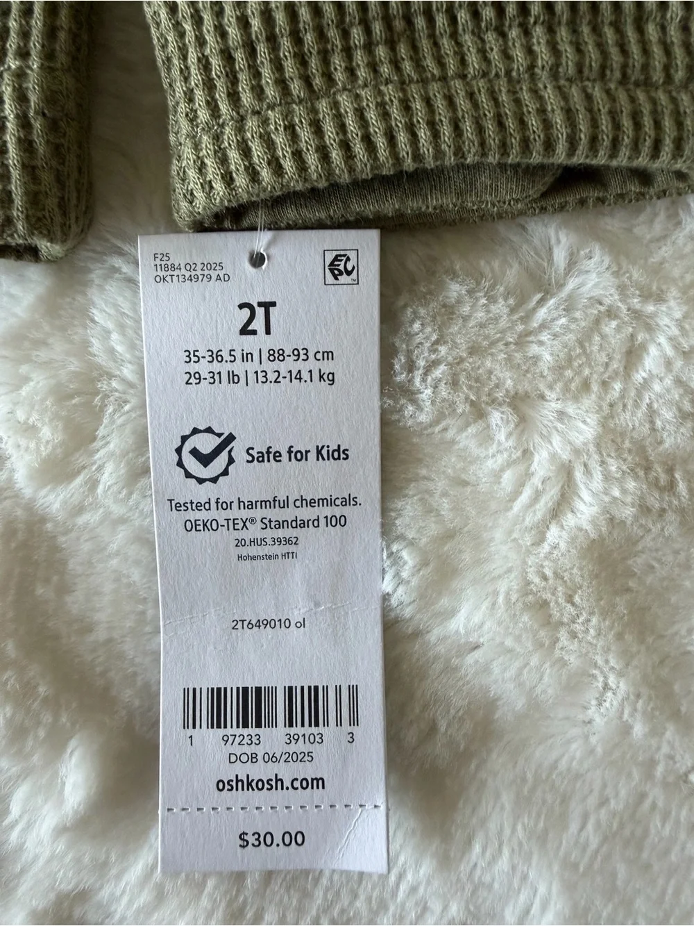 OshKosh B'gosh Olive Green Waffle-Knit Shirt Jacket